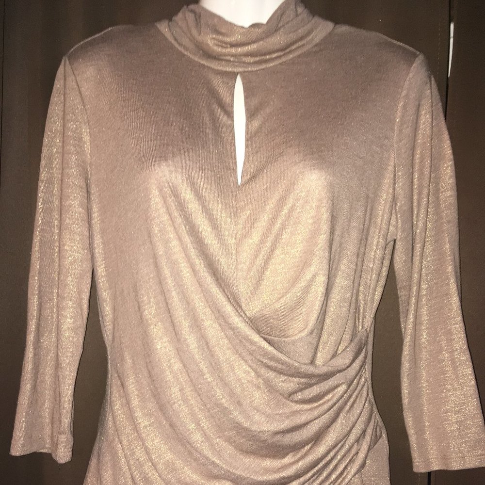 NWOT 7TH Avenue Gold Wrap Top